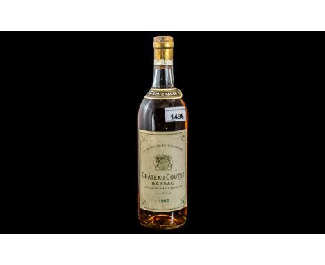 Bottle of Rare Chateau Coutet Barsac Vintage 1965 Wine.  Grand Cru de Sauternes, collectors item