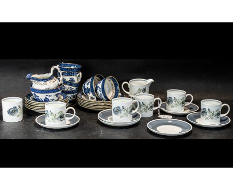 Wedgwood Susie Cooper Design 'Glen Mist' Tea Set, comprising six cups and saucers, a milk jug and sugar bowl.  Together with 