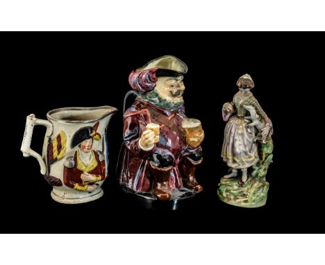 Vintage Royal Doulton Toby Jug, Sir John Falstaff 8328, England, height approx. 8.''  Together with a Staffordshire General H