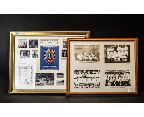 Football Interest - Two Framed Prints, the first England World Champions 1966, and the second Manchester City four prints fra