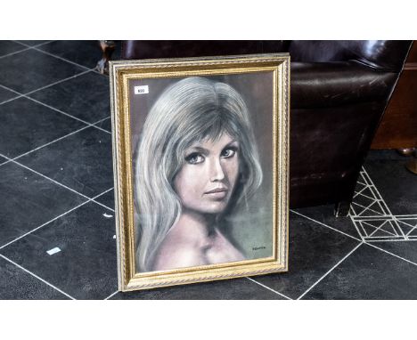 Larry Rushton Pastel Painting Portrait of a Lady.  Signed, gilt framed and glazed.  Measures 22" x 16".