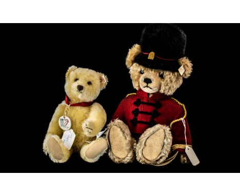 Steiff Limited Edition Musical Toy Soldier Bear 1998, in Steiff sack.  Together with Steiff 100 Years of Teddy Bears Limited 