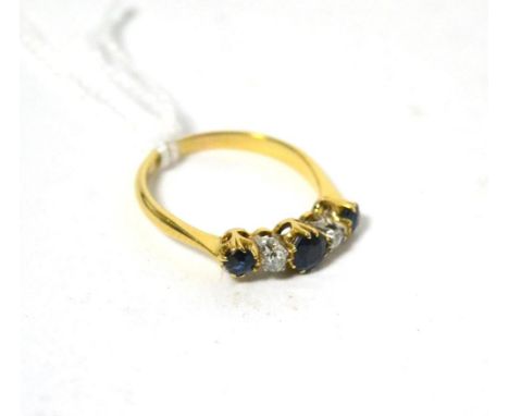 A sapphire and diamond five stone ring 