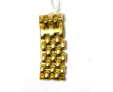 A brick link ring, stamped '750'10.2 grams