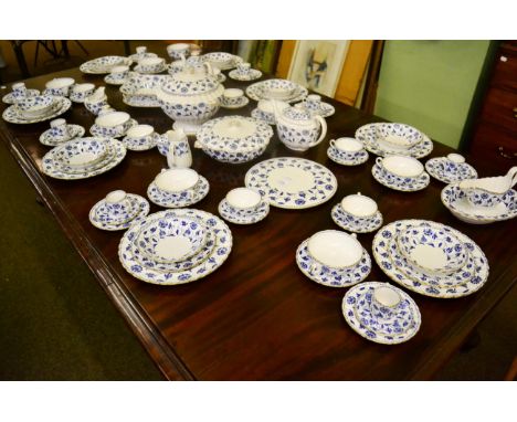 A Spode ''Blue Colonel'' part dinner service including tureen and cover, dinner plates, soup cups, tea cups and saucers, coff