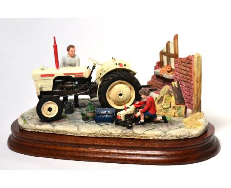 Border Fine Arts 'Like Father Like Son', model No. B0859 by Ray Ayres and 'Won't Start' (Tractor, Farmer and Collie), model N