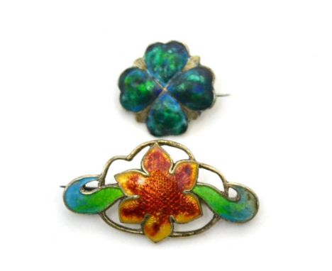 Two silver and enamel brooches, by James Fenton
