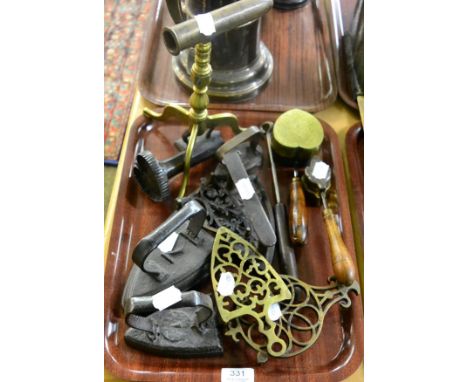 Various milliner's tools, irons, trivets etc (qty) 