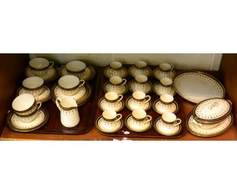 A 19th century Royal Worcester tea and coffee part service, pattern number 1955Tureen stand - small chip and two hairlines ru