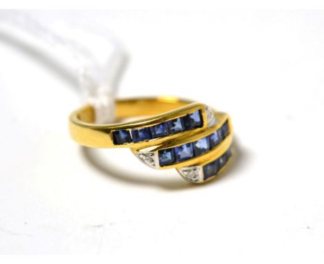 A sapphire ring stamped 750