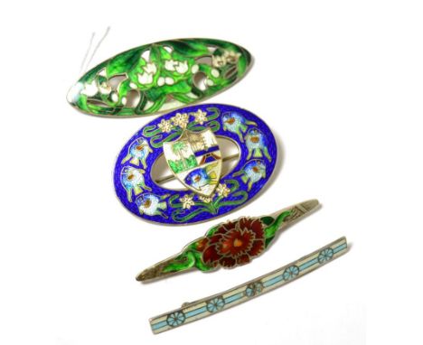 Four American cloisonne enamel brooches (4)