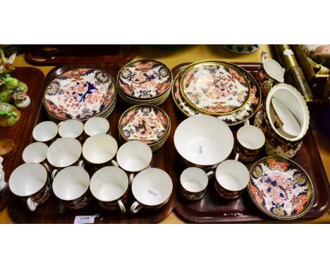 Royal Crown Derby Imari; a part tea and coffee service, pattern number 383, two traysCoffee can saucers - one with large chip