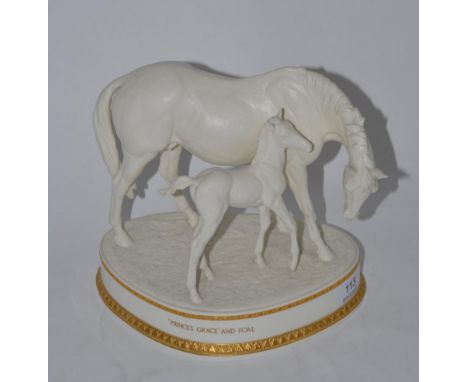 Royal Worcester Prince's Grace and Foal, model No. RW3871 by Doris Lindner, white with gold backstamp, limited edition 48/250