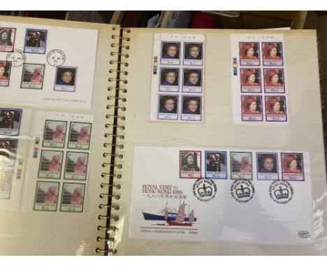 STAMPS HONG KONG Box with various albums, stock pages etc. A mostly modern mint selection with many U/M sets, mini-sheets etc
