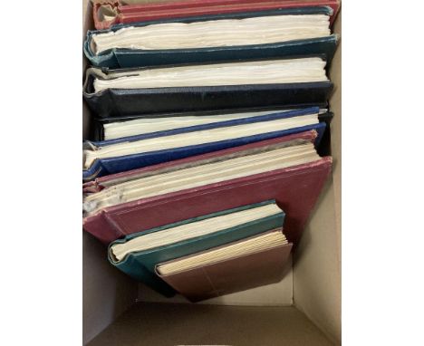 STAMPS BRITISH COMMONWEALTH, box with seven albums and a small stockbook. Lots of useful material with QV to QEII issues with