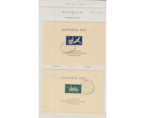 STAMPS DANZIG 1937 First National Philatelic Exhibition, pair of used miniature sheets, SG MS251 &amp; MS252. Cat £360