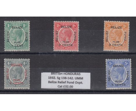 STAMPS BRITISH HONDURAS 1932 Belize Relief Fund U/M set of five, SG 138-42. Cat £32+