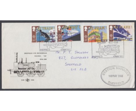 STAMPS FIRST DAY COVERS 1988 Transport Sheffield Railway Official cover, hand addressed scarce