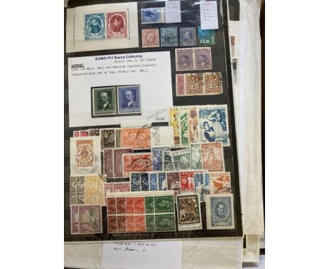 STAMPS WORLD, box with mostly European countries, Singapore, French &amp; Italian Colonies, Malta spotted. Neatly displayed o