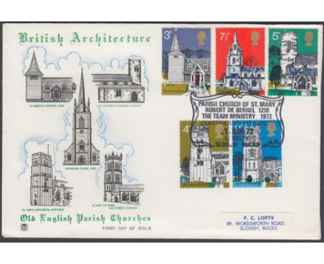 STAMPS FIRST DAY COVERS 1972 Churches illustrated label addressed cover , cancelled by the scarce Parish of St Mary handstamp