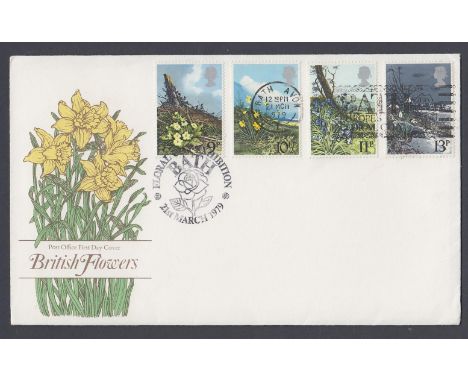 STAMPS FIRST DAY COVERS 1979 Flowers set on illustrated cover, cancelled by scarce Bath slogan