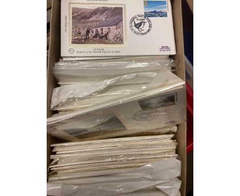 STAMPS FIRST DAY COVERS Shoe box of Benham small silk covers