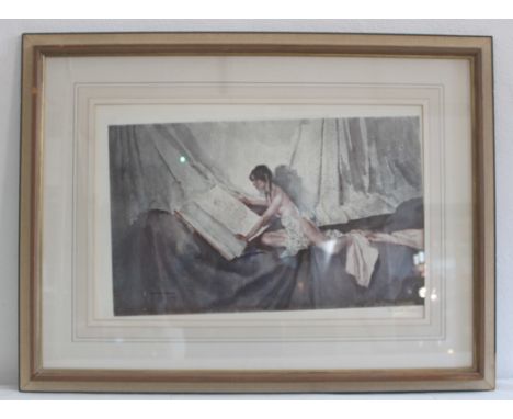 William Russell Flint - New model inspecting drawing of her predecessor, coloured lithograph, signed in pencil, published by 