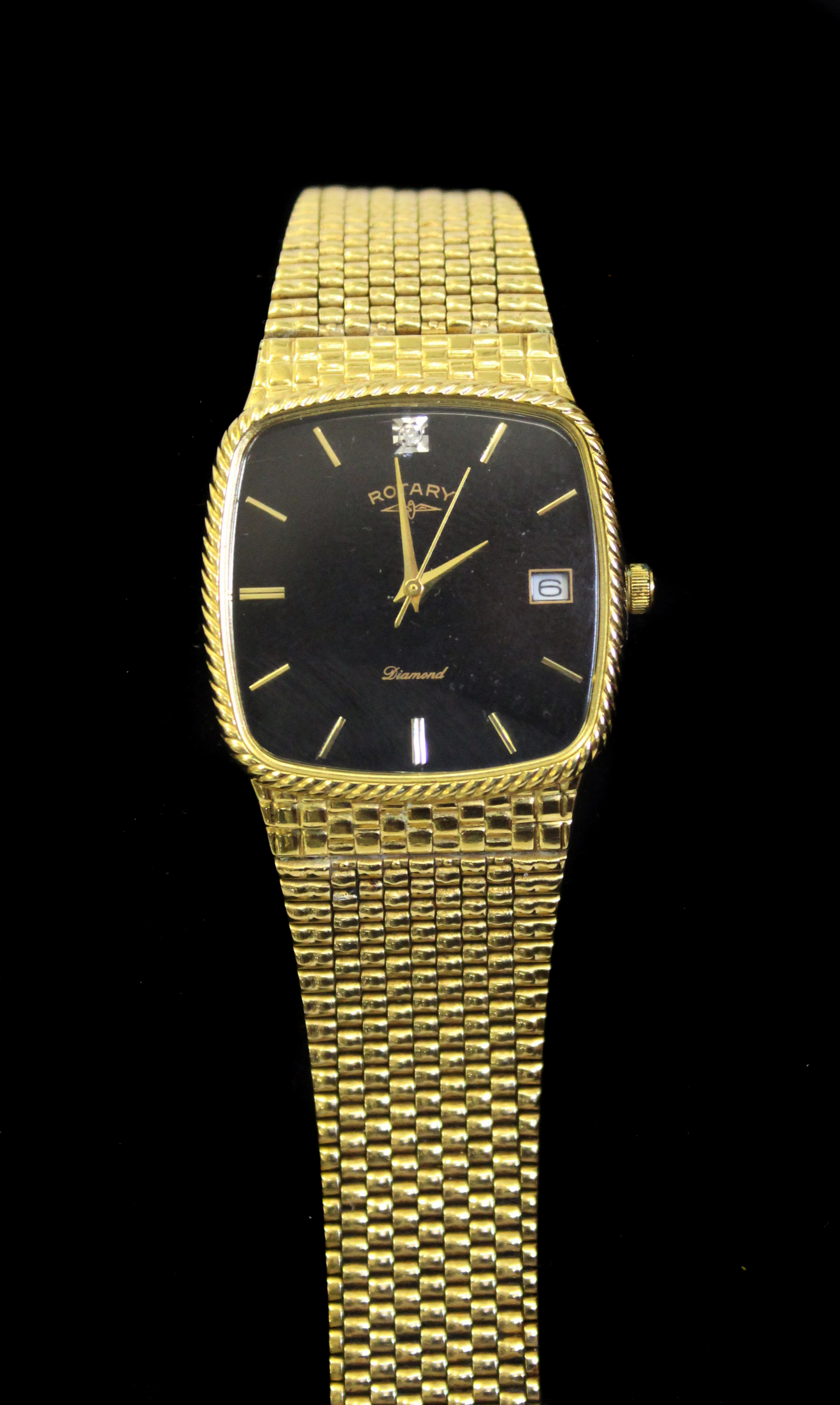 A gentleman's vintage Rotary 'Diamond' electro gold plated wrist watch