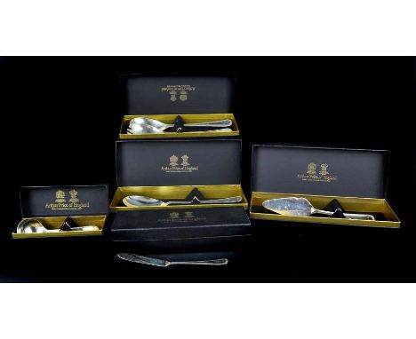 Arthur Price bead pattern silver plated table cutlery, comprises salad fork and spoon; small cake slice; butter knife; small 