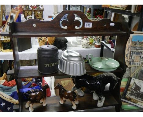 A mahogany three tier wall shelf, COLLECT ONLY.