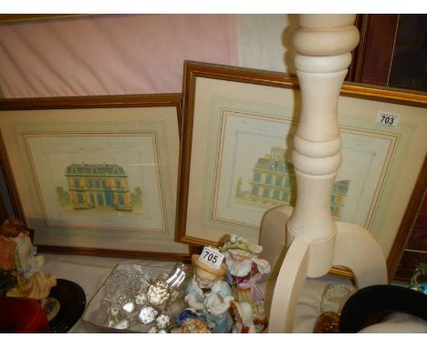 A pair of good framed and glazed architectural prints. COLLECT ONLY.