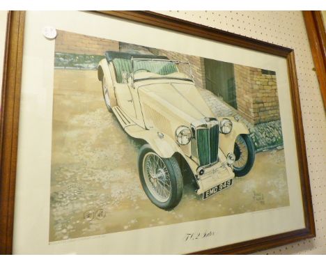 PRINT. Framed and glazed vintage motor car print, 30 x 45cm