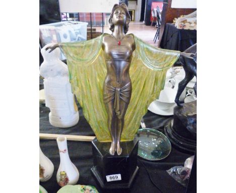 CLOAK LAMP. Art Deco style lady with cloak lamp