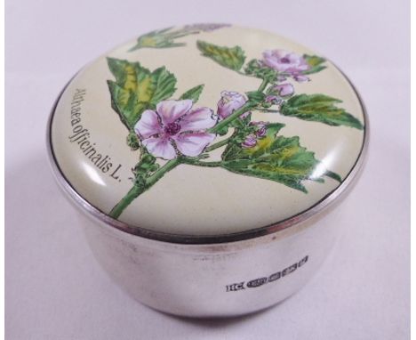 SILVER AND ENAMEL TRINKET BOX. Silver and enamel trinket box