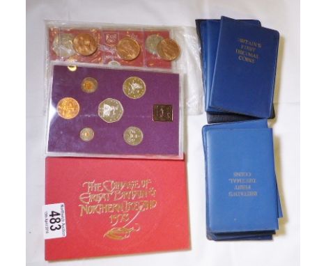 CASED UK COIN SETS. Mixed U K coin sets