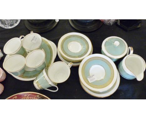 AYNSLEY TEA SERVICE. Aynsley tea service in gilt, green and white, twenty pieces