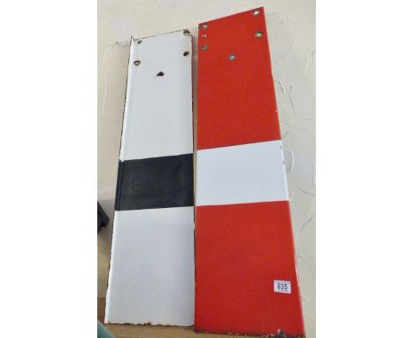 ENAMEL RAILWAY STOP SIGNALS. Pair of heavy enamel railway Stop signals, 27 x 106cm
