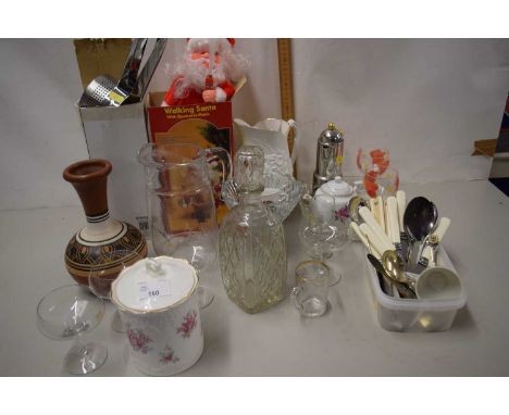 Mixed Lot: Various glass wares, ceramics, walking Santa model etc