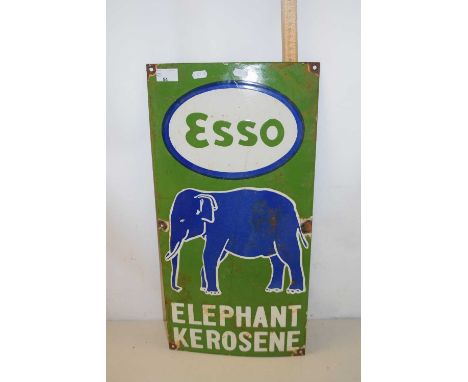 Rectangular enamel signed marked Esso Elephant Kerosine