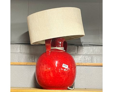 A 1970's ceramic floor lamp and shade, overall H. 35cm.