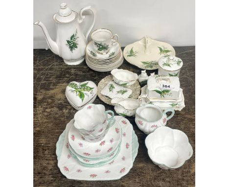 A group of Hammersly lily of the valley porcelain items together with a group of Shelley chin.