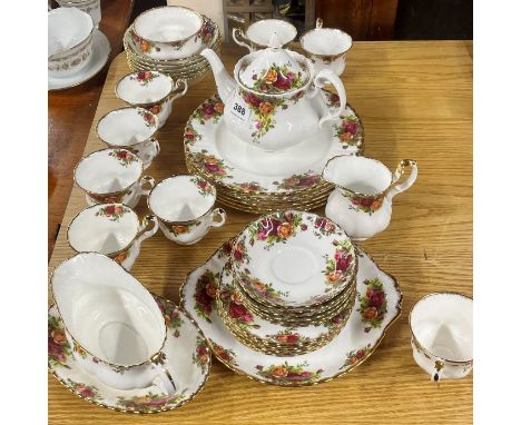 A Royal Albert old country roses six setting tea set mixed first and second quality.