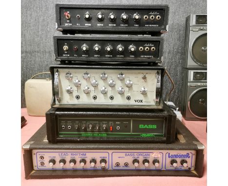 A VOX PA50SS amplifier with a Carlabro Cobra 90 bass, a L100A Londoner and two Audition control panels, largest L. 67cm.