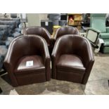 BROWN VINYL ARM CHAIRS