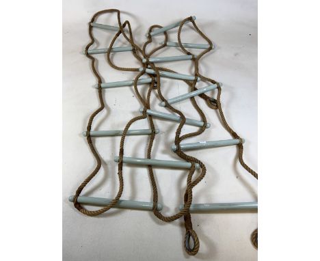 A vintage rope ladder with painted rungs.H:390cm