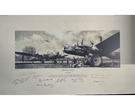 Multi signed limited edition print 27/135 titled Preparing T-Tommy by Richard Taylor. Multi signed by the artist, Squadron Le