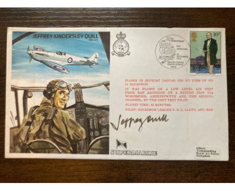 WW2 Spitfire Test Pilot Jeffrey Quill AFC signed on his own Test pilot series RAF flown cover. Good condition. All autographs