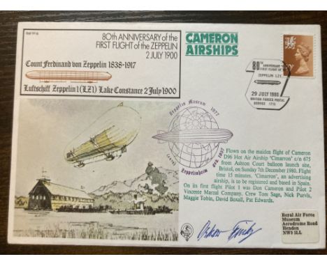 Graf Zeppelin Veteran OSKAR FINK Signed RAF FF18c Zeppelin First Flight Cover. Oskar Fink Worked as a Steersman aboard LZ 127