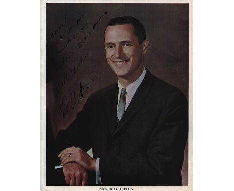 Astronaut Edward G. Gibson signed NASA 10x8 inch colour photo. Dedicated. Good condition. All autographs come with a Certific