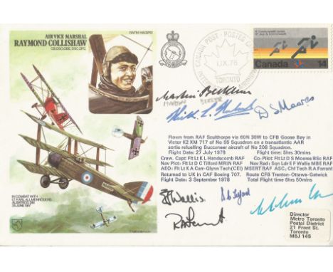 Flt Lt D S Moores, Sqn Ldr E F Wallis, Chf Tech R A Farrant and others multi signed Air vice Marshal Raymond Collishaw 1st Se